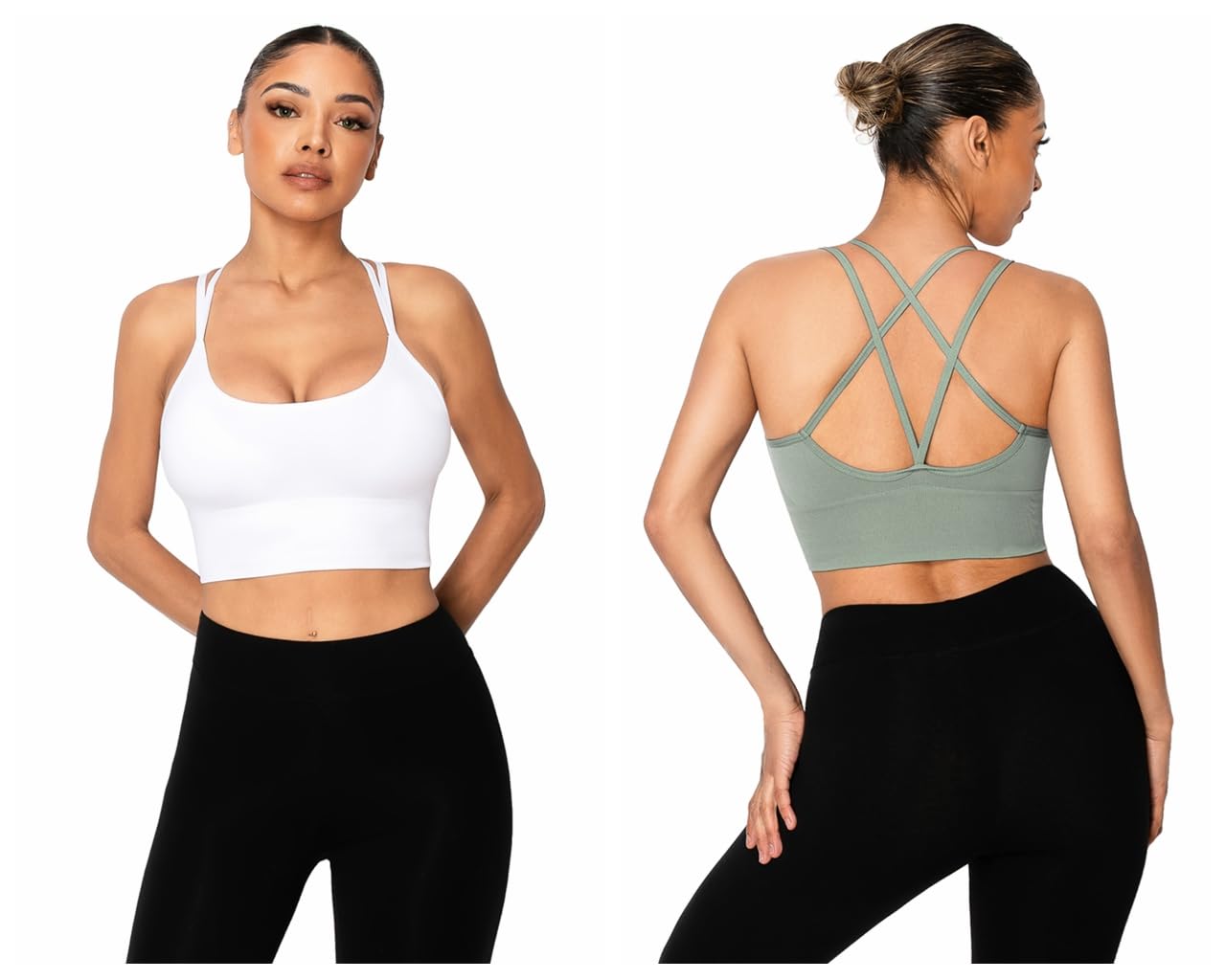 Sykooria Sports Bras for Women Medium Support Workout Bras Strappy Low Impact Gym Sports Bra 5 Pack