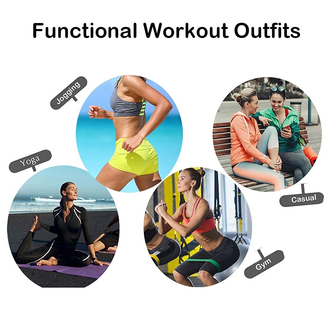 JULY'S SONG Workout Set for Women 5 PCS Matching Set Exercise Clothes Yoga Running Outfits