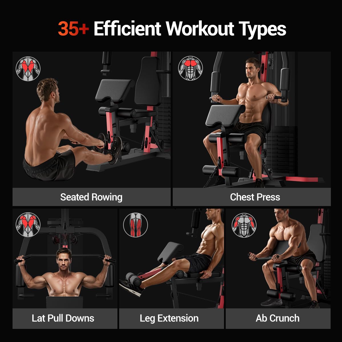 ROBORE Home Gym System with 160LB Weight Stack, Multifunctional All-in-One Workout Station, Full Body Strength Training System