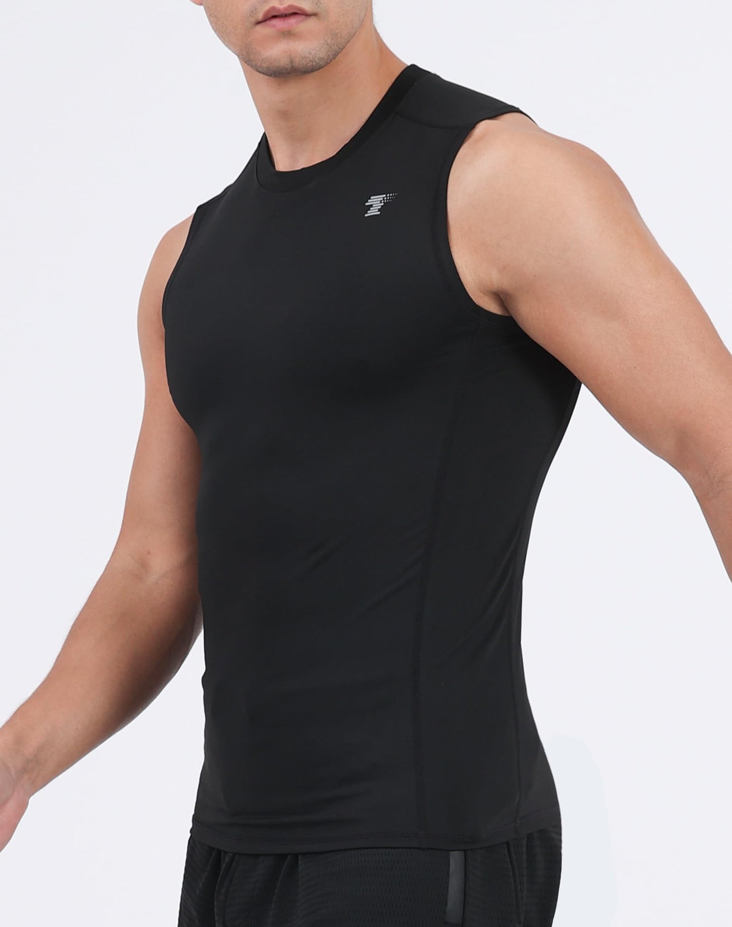 TELALEO 5 Pack Men's Athletic Compression Shirts Sleeveless Workout Tank Top Sports Base Layer Running Basketball L