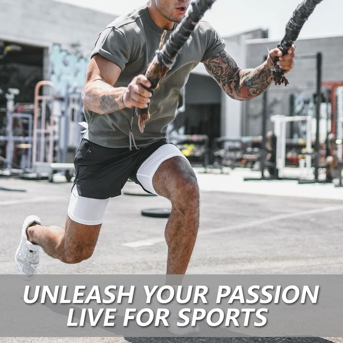 JWJ 3 Pack Men's 2 in 1 Workout Running Shorts 7 Inch Lightweight Athletic Gym Shorts with Compression Liner Black Black White M