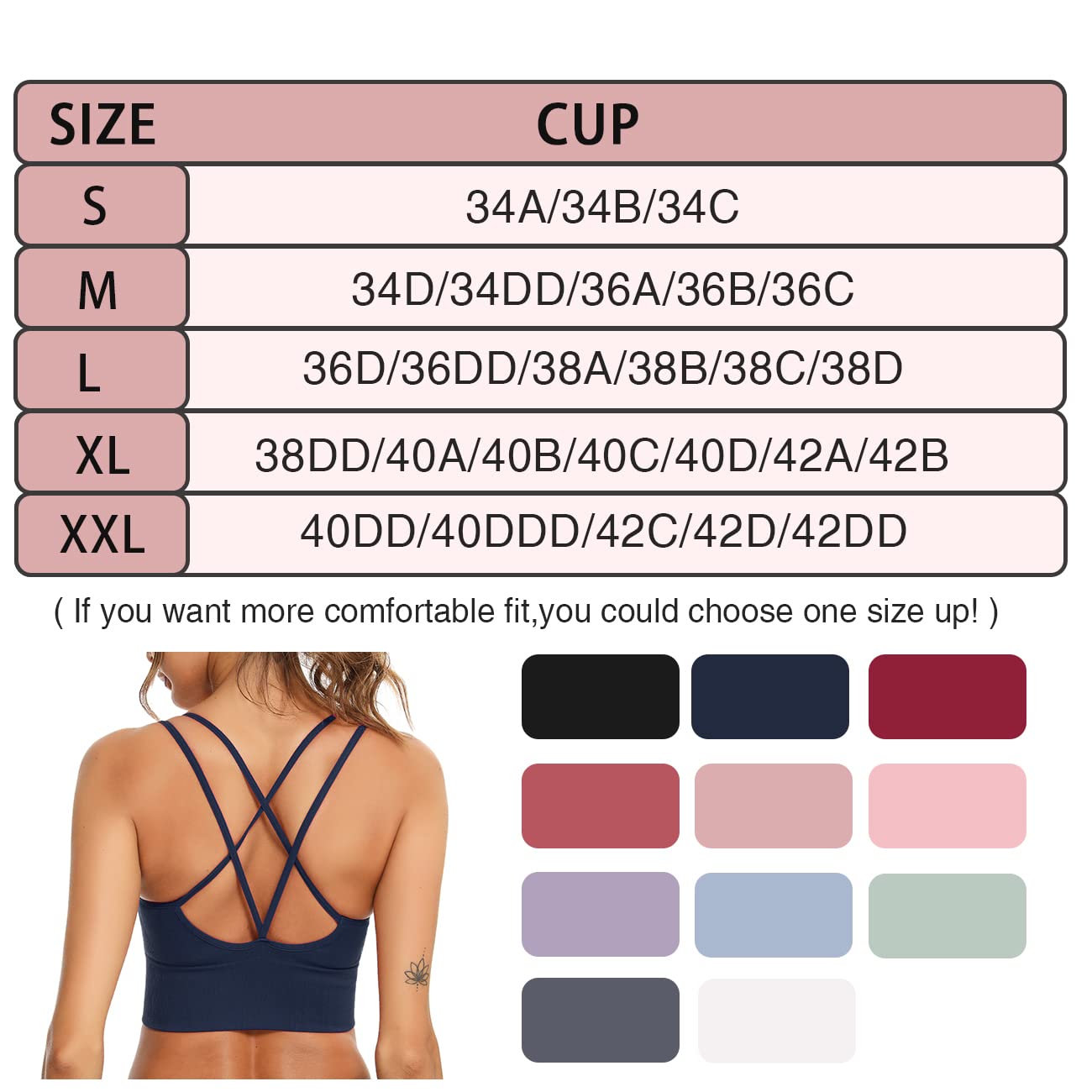 Sykooria Sports Bras for Women Medium Support Workout Bras Strappy Low Impact Gym Sports Bra 5 Pack