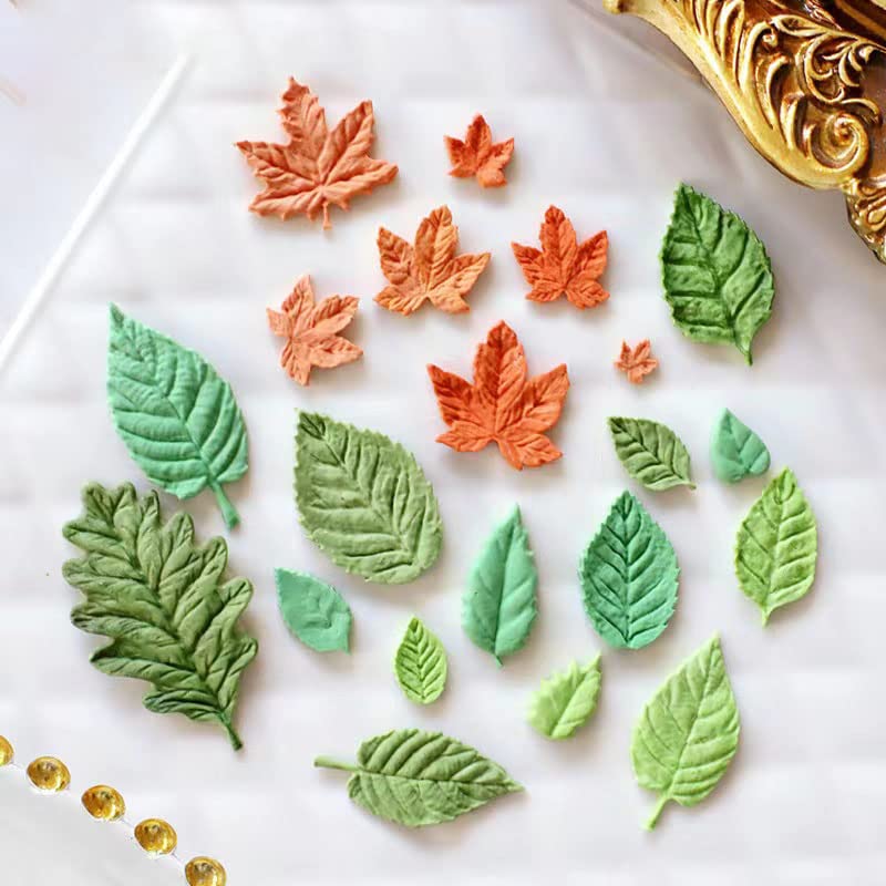 3D Mini Rose Fall leaves Silicone Mold Fondant Mould for Cupcake Cake Decorating Tool Chocolate Gumpaste Mold Sugarcraft Bakeware (fall leaves molds)