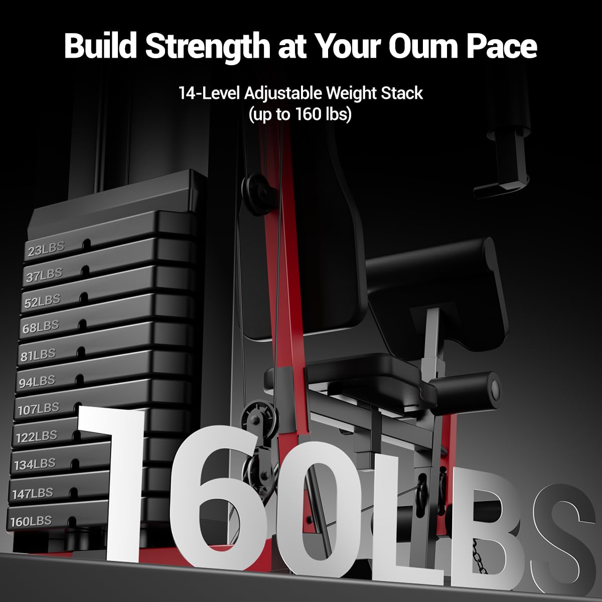 ROBORE Home Gym System with 160LB Weight Stack, Multifunctional All-in-One Workout Station, Full Body Strength Training System