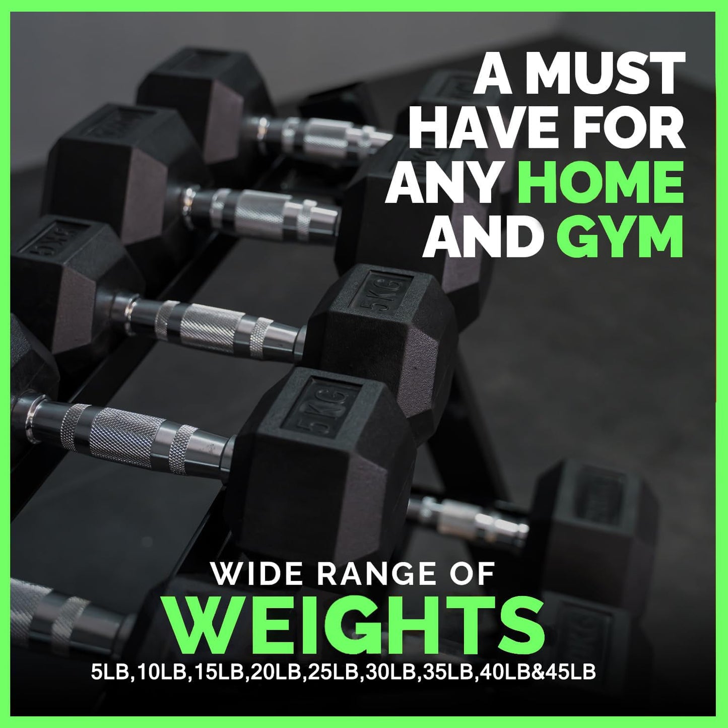 Rubber Hex Dumbbells Set with Rack Free Weight for Home Gym, 450 Pound Complete Weight Sets Strength Training Accessories for Home Gym Exercise Fitness Equipment