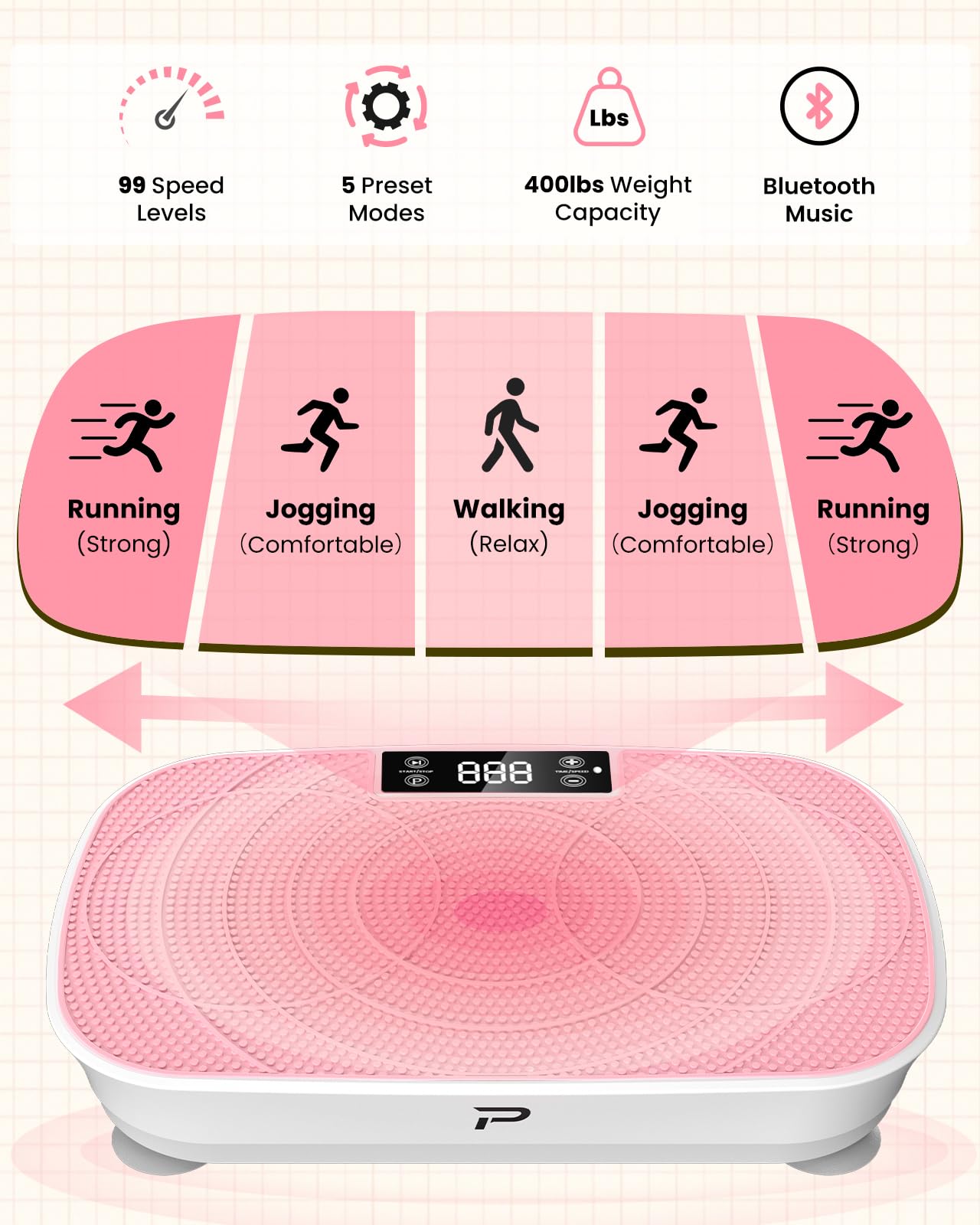 AXEFIT Vibration Plate Exercise Machine - Bluetooth Music & 400LBS Capacity Vibration Plate for Lymphatic Drainage & Weight Loss with 99 Speed Levels, Whole Body Vibration Plate for Home Fitness
