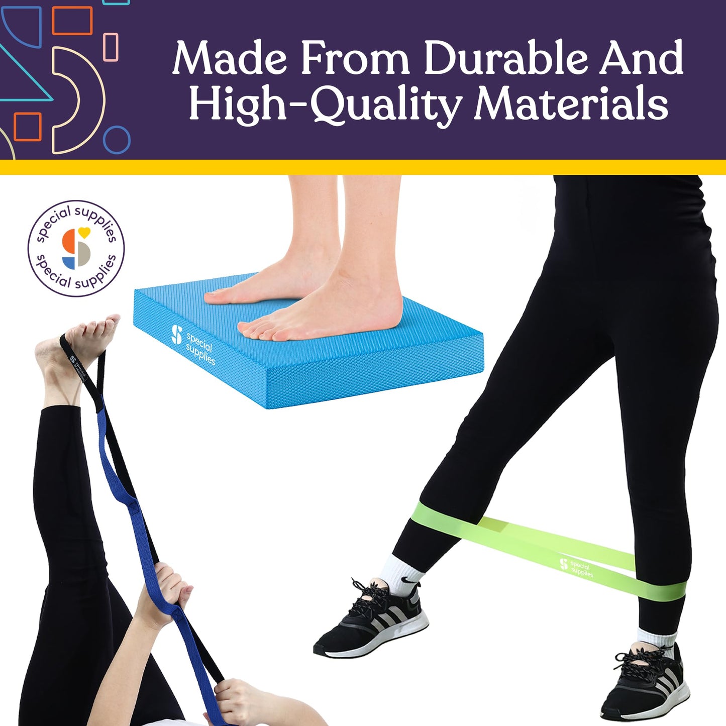 SPECIAL SUPPLIES Balance Board and Yoga Strap Set for Stretching, Stability Training, Fitness, Flexibility, Physical Therapy, Home Workout Equipment, Strength Training, and Pilates
