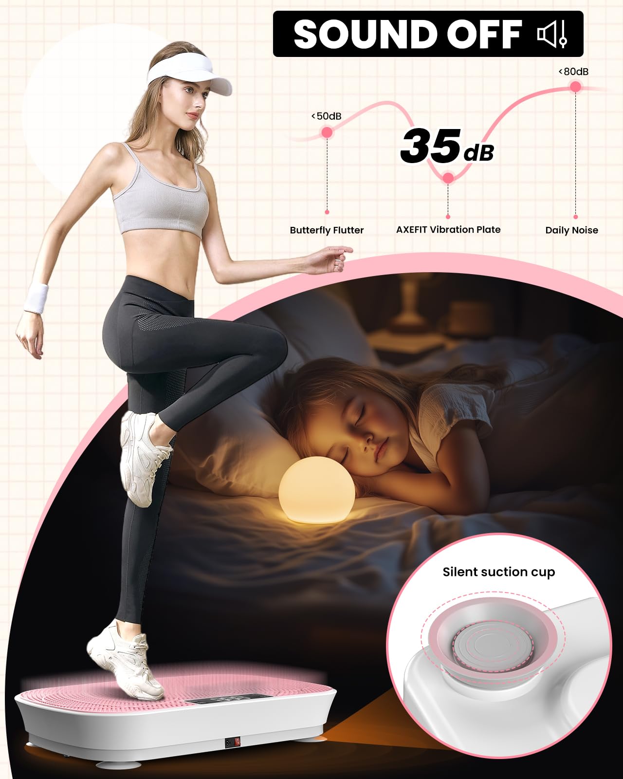 AXEFIT Vibration Plate Exercise Machine - Bluetooth Music & 400LBS Capacity Vibration Plate for Lymphatic Drainage & Weight Loss with 99 Speed Levels, Whole Body Vibration Plate for Home Fitness