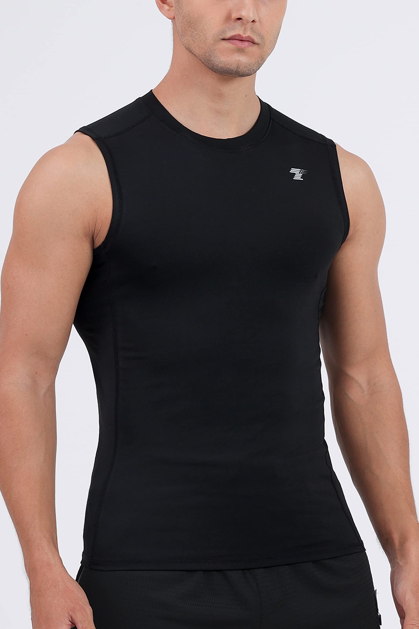 TELALEO 5 Pack Men's Athletic Compression Shirts Sleeveless Workout Tank Top Sports Base Layer Running Basketball L