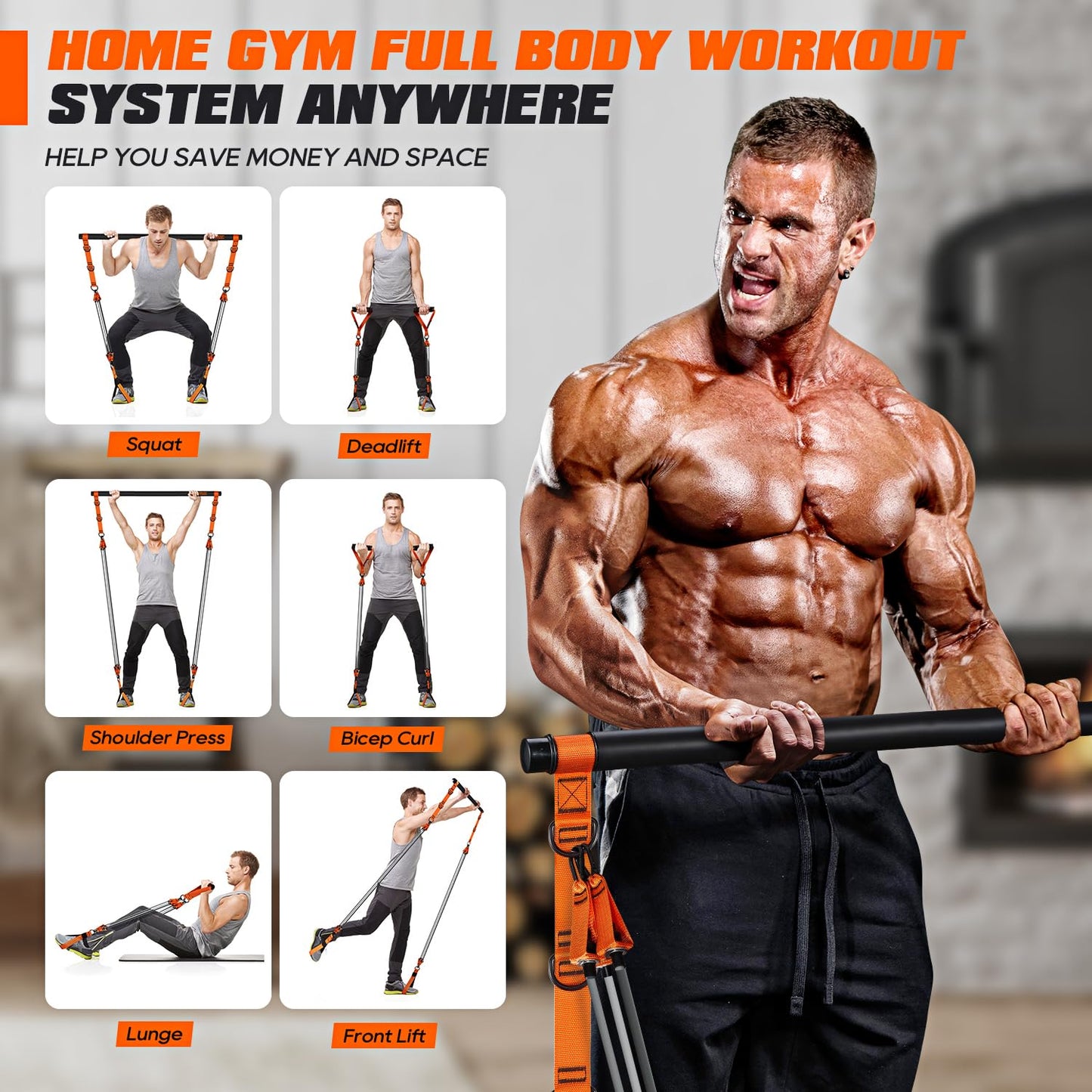 KUTIZE Pilates Bar Kit with Resistance Bands, Heavy Duty Pilates Equipment for Men, Strength Training Bar for Legs, Hip, Back, Arm, Abs, Chest, Shoulders, Portable Home Gym Full Body Workout Equipment