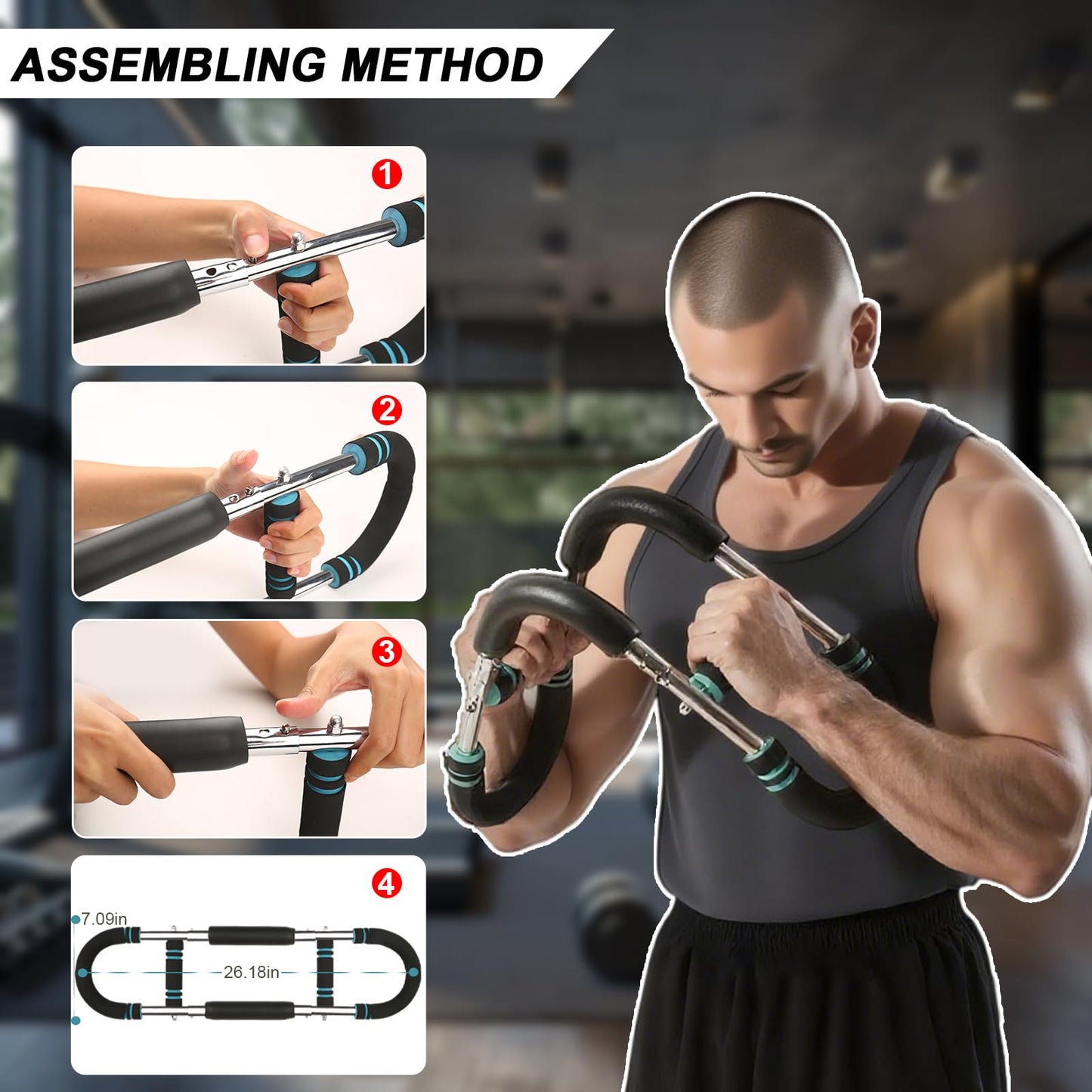 Twister Arm Trainer, Adjustable Twisting Arm, Chest Exerciser for Men, Chest Workout Equipment, Portable Spring Clamp Chest Exerciser for Home Fitness Equipment, Strengthen Upper Body Muscles