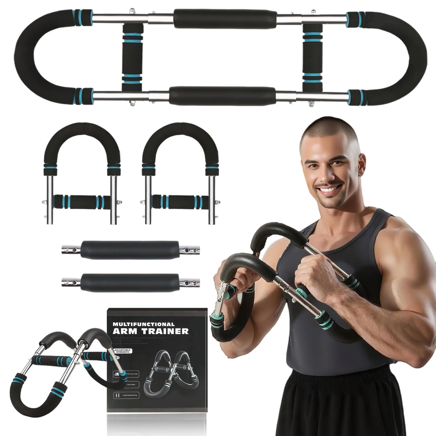 Twister Arm Trainer, Adjustable Twisting Arm, Chest Exerciser for Men, Chest Workout Equipment, Portable Spring Clamp Chest Exerciser for Home Fitness Equipment, Strengthen Upper Body Muscles