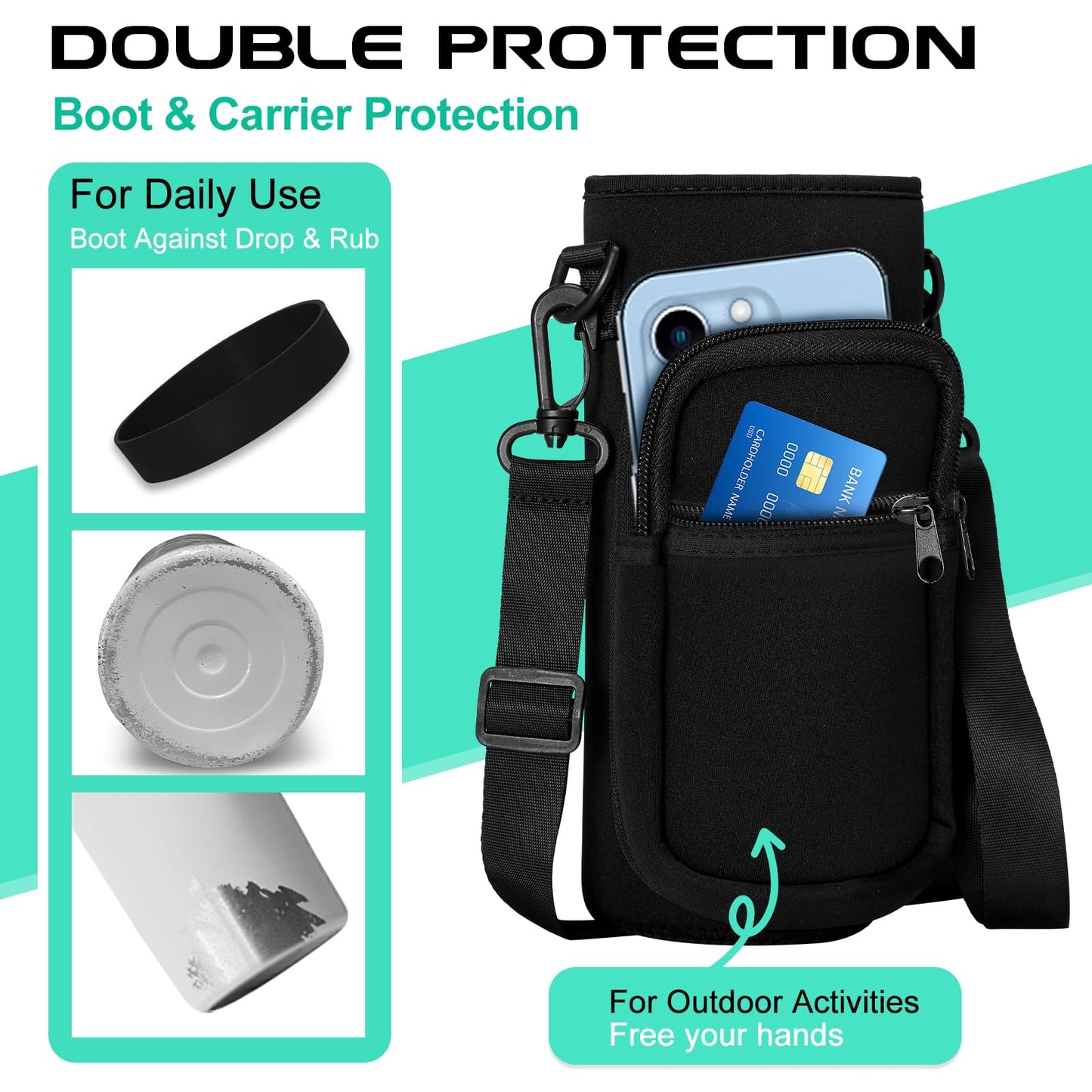 DIGJUPER 32 oz Water Bottles with Straw & Spout Lid, Paracord Handle & Strap, Double Wall Insulated Flask Water Bottle, Reusable Wide Mouth Gym Water Bottles for Women and Men for Fitness Sports