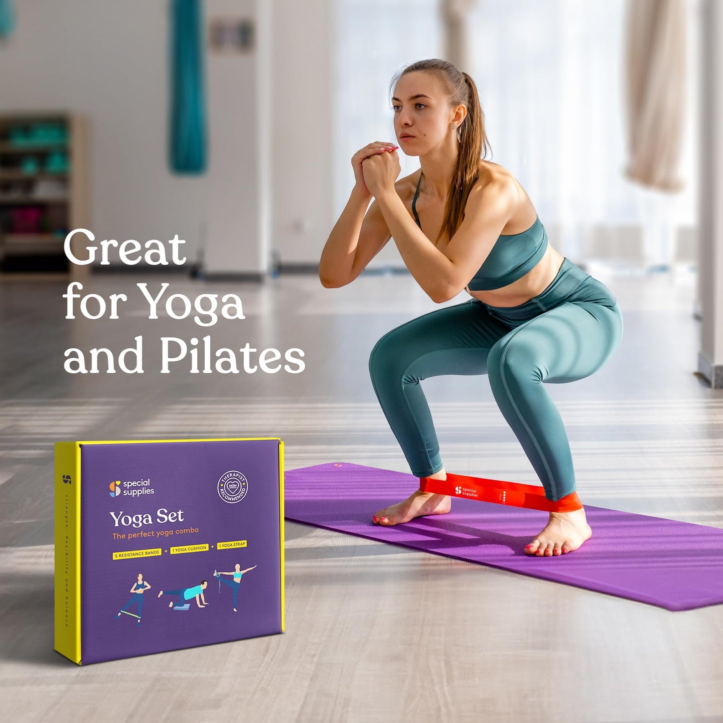 SPECIAL SUPPLIES Balance Board and Yoga Strap Set for Stretching, Stability Training, Fitness, Flexibility, Physical Therapy, Home Workout Equipment, Strength Training, and Pilates