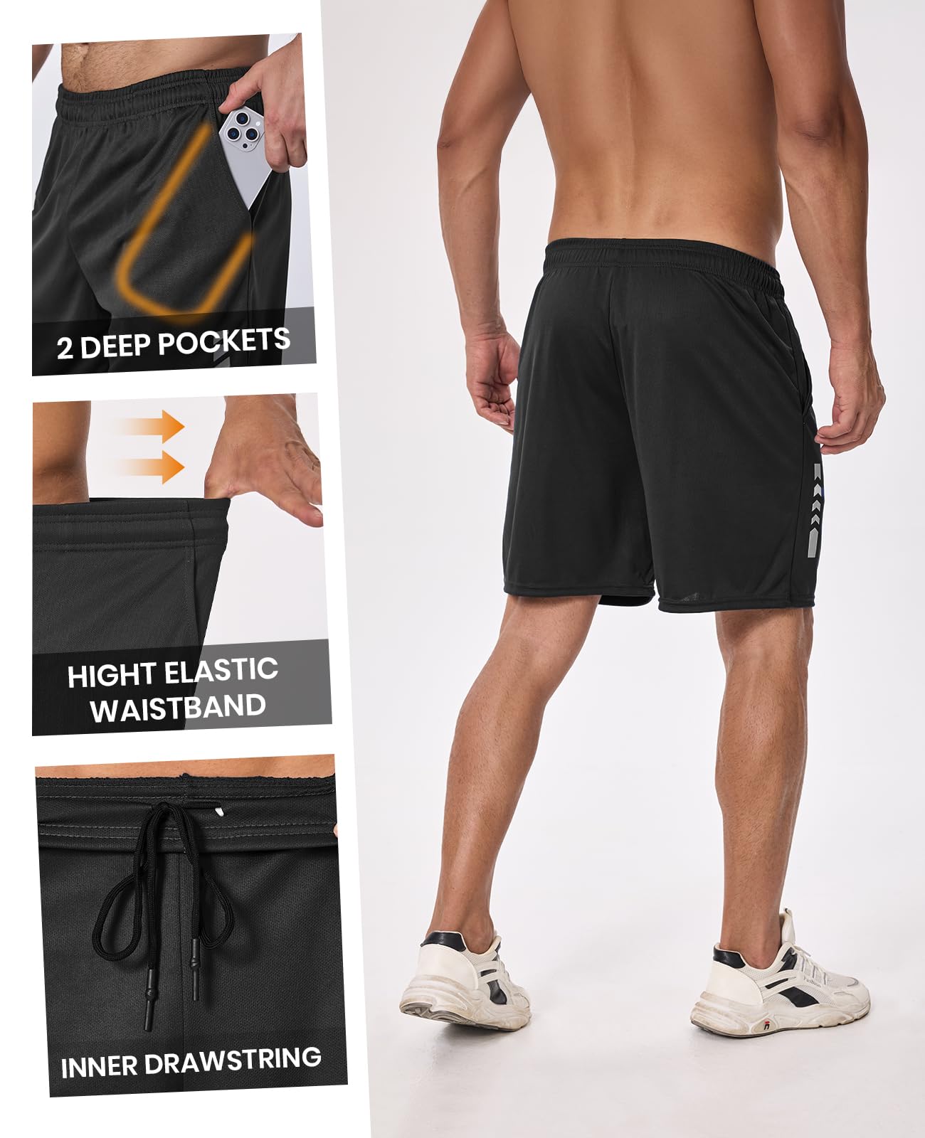 persimar Men’s Gym Shorts Athletic Running Workout Basketball Casual Sport Short for Men Quick Dry with 2 Pockets