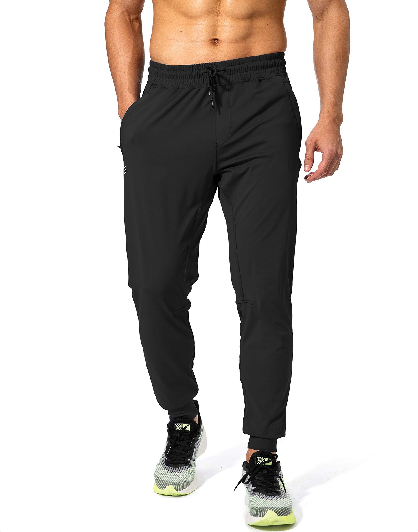 G Gradual Men's Sweatpants with Zipper Pockets Athletic Pants Traning Track Pants Joggers for Men Soccer, Running, Workout(Black,L)