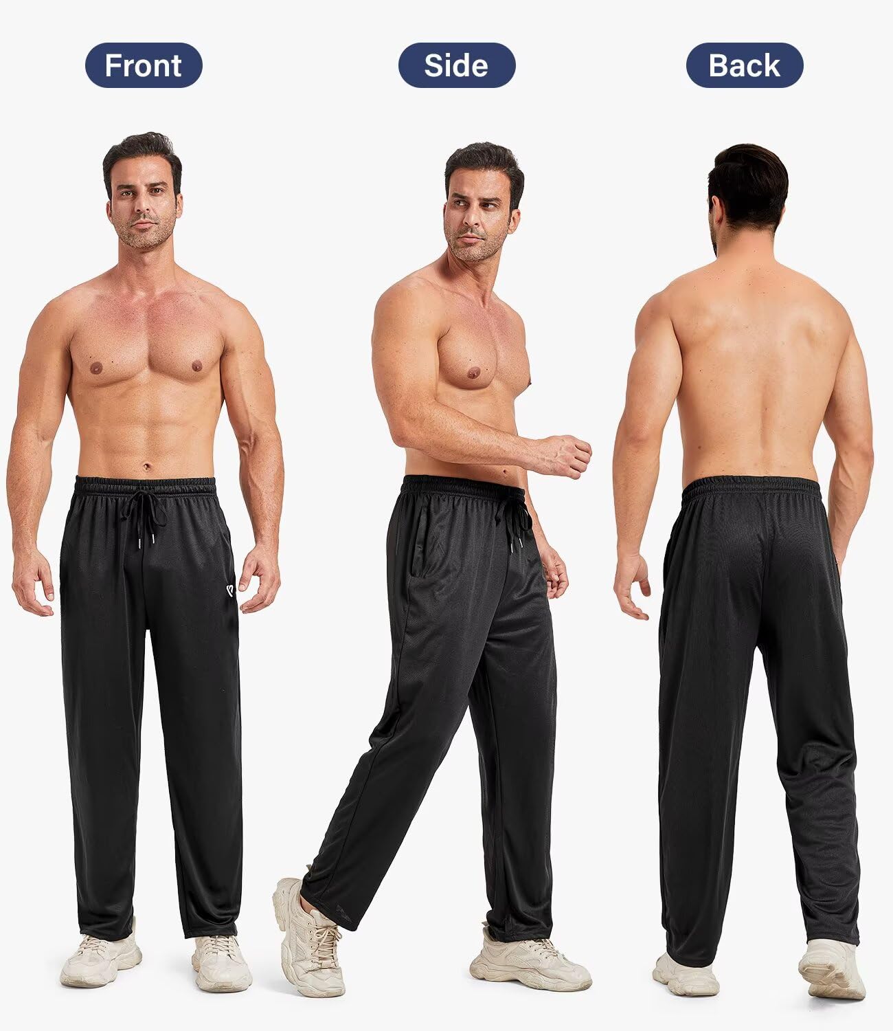 5 Pack Mens Sweatpants Open Bottom Joggers for Men with Zip Pockets Loose Fit Mesh Athletic Pants for Running,Casual(Black,Black,Dark Gray,Navy,Light Gray,M)