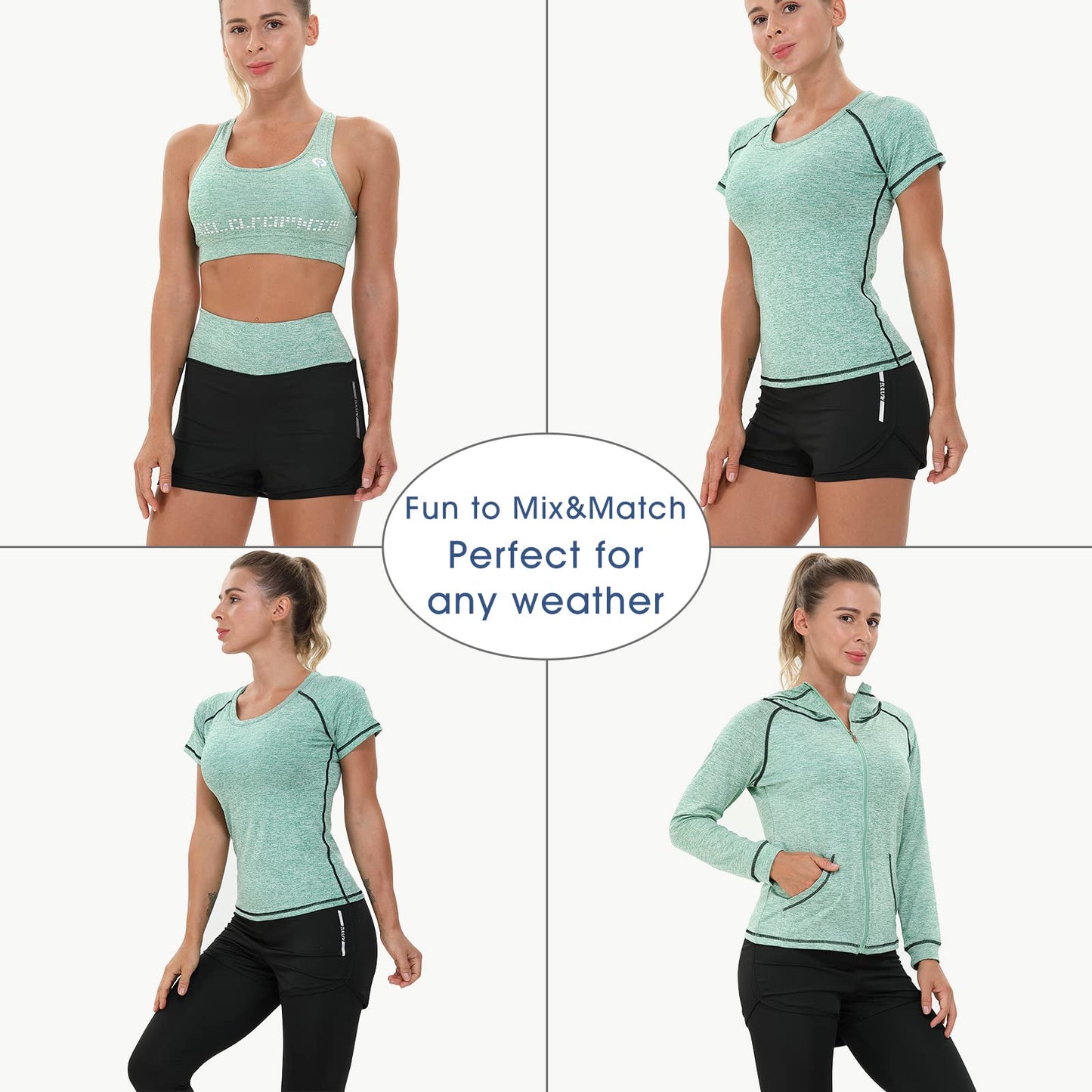 JULY'S SONG Workout Set for Women 5 PCS Matching Set Exercise Clothes Yoga Running Outfits