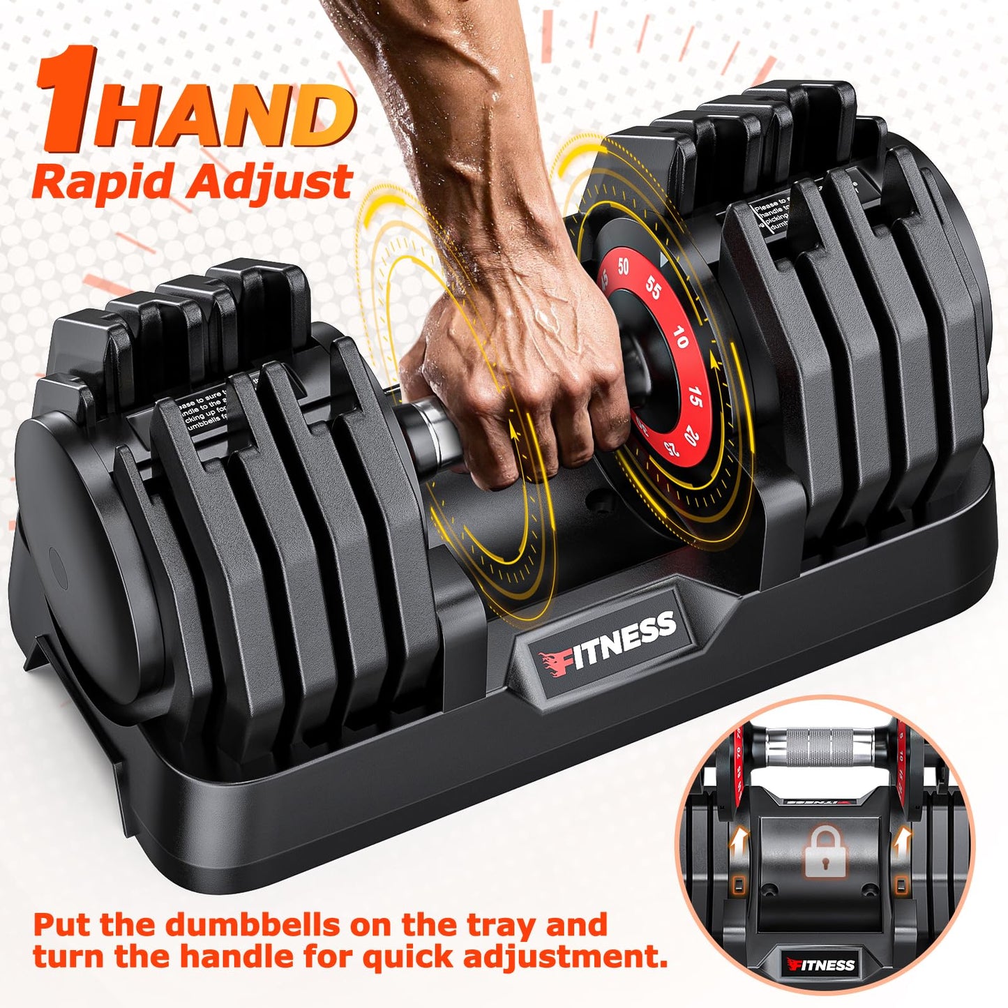 Rendpas Adjustable Dumbbells Set of 2, 1-Sec Adjustable Weights Dumbbells Set, 10 in 1 Dumbbell Set with Anti-Slip Texture Handle, Weight Set For Home Gym Suit both Men and Women