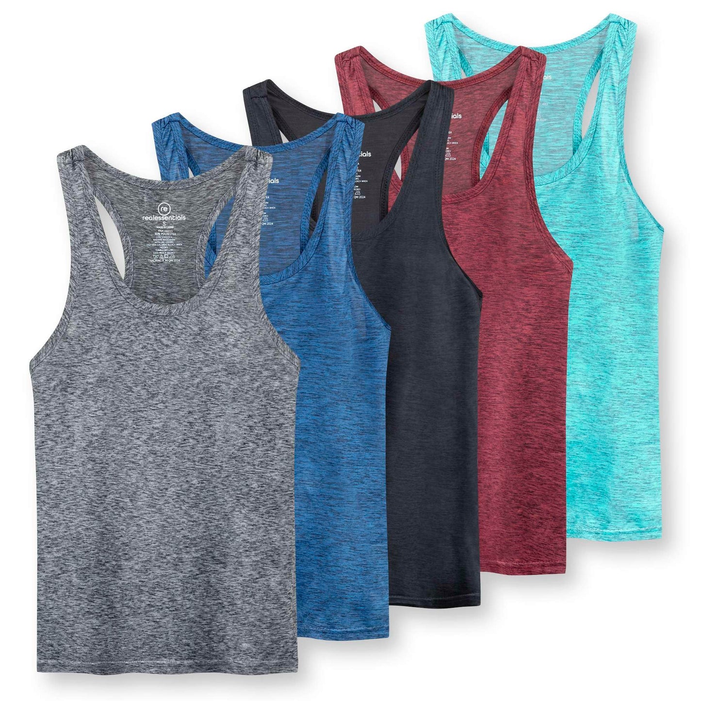5 Pack: Womens Quick Dry Fit Ladies Tops Blouse Tee Athletic Yoga Workout Running Gym Active Tees Exercise Women Racerback Sleeveless Flowy Fitness Loose Fit Moisture Wicking Tank Top - Set 10,XXL