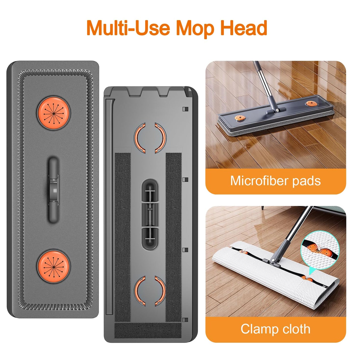 JUDRDO Mop and Bucket with Wringer Set for Home,61" Flat Mop and Bucket System for Floor Cleaning,Wet Dry Mop Window Wall Cleaner with Long Handle,Floor Mop with 4 Washable Microfiber Pads