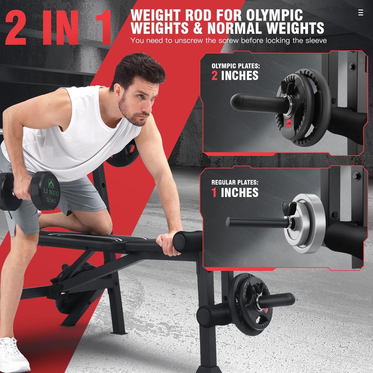 ANCHEER 900LBS Weight Bench Set with Squat Rack, Adjustable Bench Press Set with Leg Extension and Leg Curl, Flat Incline Decline Workout Bench for Home Gym Full Body Strength Training