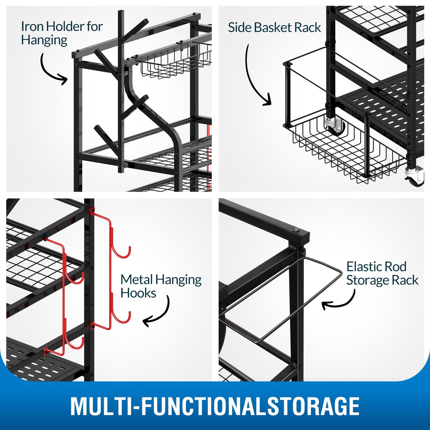 Sttoraboks Dumbbells Rack,Weight Rack for Kettlebell, Weight Stand,Home Gym Storage Holder for Yoga Mat, Foam Roller,Yoga Strap,Resistance Bands,Garage Storage Organizer,Workout Storage with Wheels