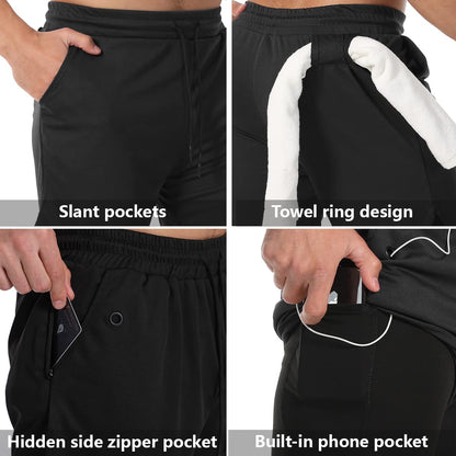 JWJ 3 Pack Men's 2 in 1 Workout Running Shorts 7 Inch Lightweight Athletic Gym Shorts with Compression Liner Black Black White M