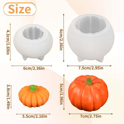 ZQYSING 2 Pcs Pumpkin Candle Molds for Candle Making, Set of Large + Small Halloween Silicone Molds for Candles Wax Soap Gypsum Epoxy Resin Fall Thanksgiving Home Decor Handmade Gift