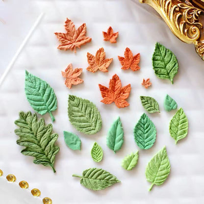 3D Mini Rose Fall leaves Silicone Mold Fondant Mould for Cupcake Cake Decorating Tool Chocolate Gumpaste Mold Sugarcraft Bakeware (fall leaves molds)