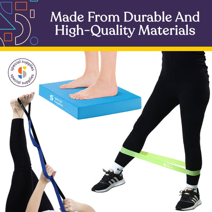 SPECIAL SUPPLIES Balance Board and Yoga Strap Set for Stretching, Stability Training, Fitness, Flexibility, Physical Therapy, Home Workout Equipment, Strength Training, and Pilates