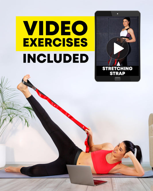 Stretching Strap with Loops - Non Elastic Stretch Band for Physical Therapy, Yoga Strap for Stretching Equipment, Stretch Bands for Exercise and Flexibility - Fascia, Hamstring and Leg Stretcher Belt