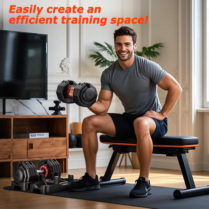 Rendpas Adjustable Dumbbells Set of 2, 1-Sec Adjustable Weights Dumbbells Set, 10 in 1 Dumbbell Set with Anti-Slip Texture Handle, Weight Set For Home Gym Suit both Men and Women