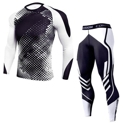 OEBLD Men's Workout Compression Clothes Long Sleeve Compression Shirts and Pants Thermal Base Layer Set
