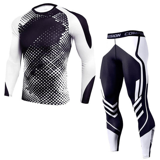 OEBLD Men's Workout Compression Clothes Long Sleeve Compression Shirts and Pants Thermal Base Layer Set