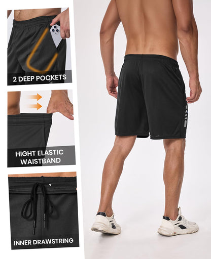 persimar Men’s Gym Shorts Athletic Running Workout Basketball Casual Sport Short for Men Quick Dry with 2 Pockets