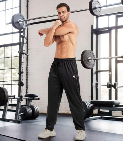 5 Pack Mens Sweatpants Open Bottom Joggers for Men with Zip Pockets Loose Fit Mesh Athletic Pants for Running,Casual(Black,Black,Dark Gray,Navy,Light Gray,M)