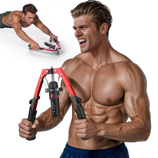 Flybird 2-in-1 Twister arm Trainer & ab Roller Wheel, Adjustable Hydraulic Power Chest Workout Equipment, Shoulders Forearm Triceps Muscle Strengthener, Portable Detachable for Home Gym/Travel