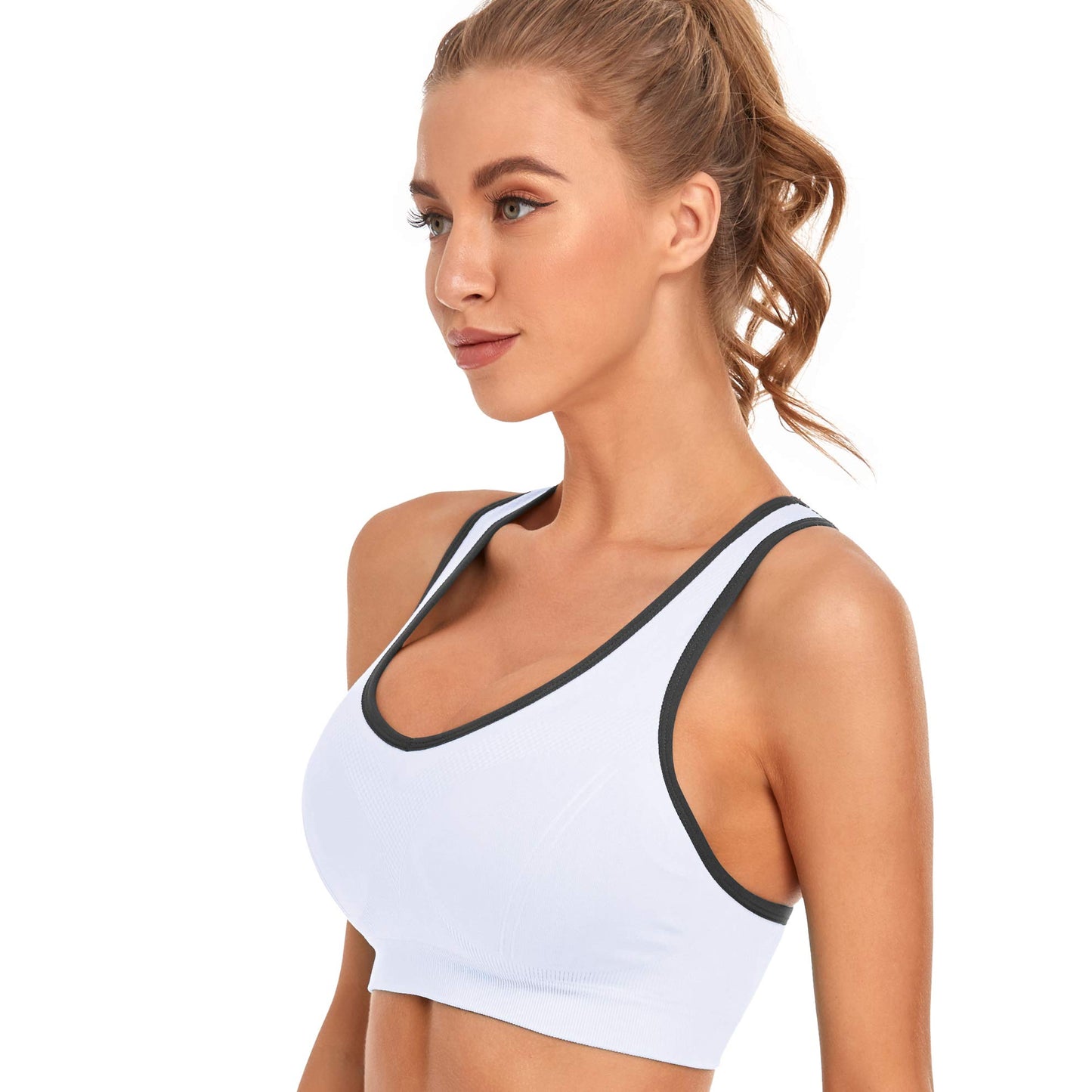 GXXGE Padded Racerback Sports Bras for Women High Impact Workout Yoga Gym Activewear Fitness Bra Black Grey White Blue Pink XX-Large