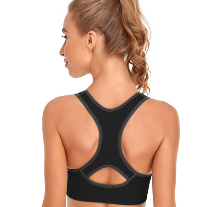GXXGE Padded Racerback Sports Bras for Women High Impact Workout Yoga Gym Activewear Fitness Bra Black Grey White Blue Pink XX-Large
