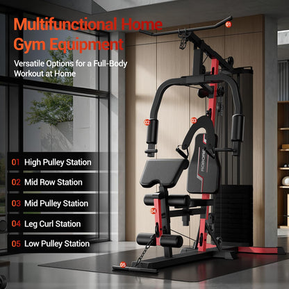 ROBORE Home Gym System with 160LB Weight Stack, Multifunctional All-in-One Workout Station, Full Body Strength Training System