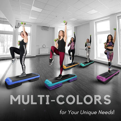 Yes4All Adjustable Workout Aerobic Exercise Step Platform Health Club Size with 4 Adjustable Risers Included and Extra Risers Options - Gray Black