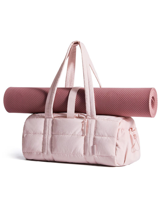 BAGSMART Reiki Gym Bag for Women, Yoga Mat Duffle Bag with Wet & Dry Pocket, Quilted Sports Bag for Weekend/Swimming, Candy Pink