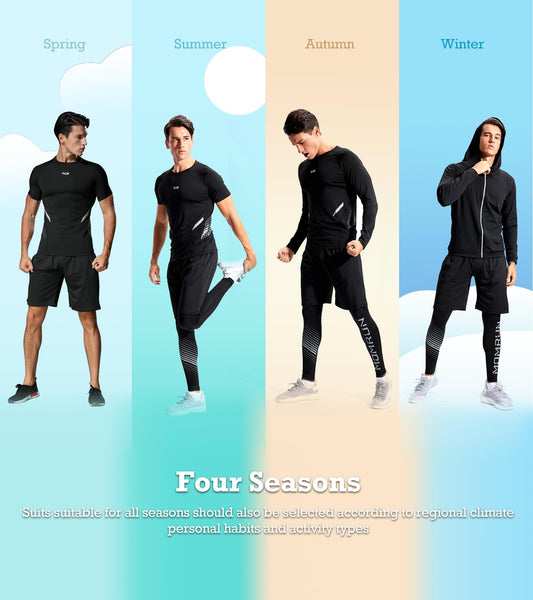 5PCS Workout Sets incluir Compression Shirt Pants Hoodie Jacket for Men outdoor sports running indoor fitness