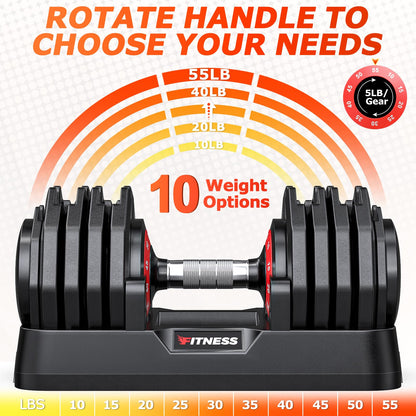 Rendpas Adjustable Dumbbells Set of 2, 1-Sec Adjustable Weights Dumbbells Set, 10 in 1 Dumbbell Set with Anti-Slip Texture Handle, Weight Set For Home Gym Suit both Men and Women