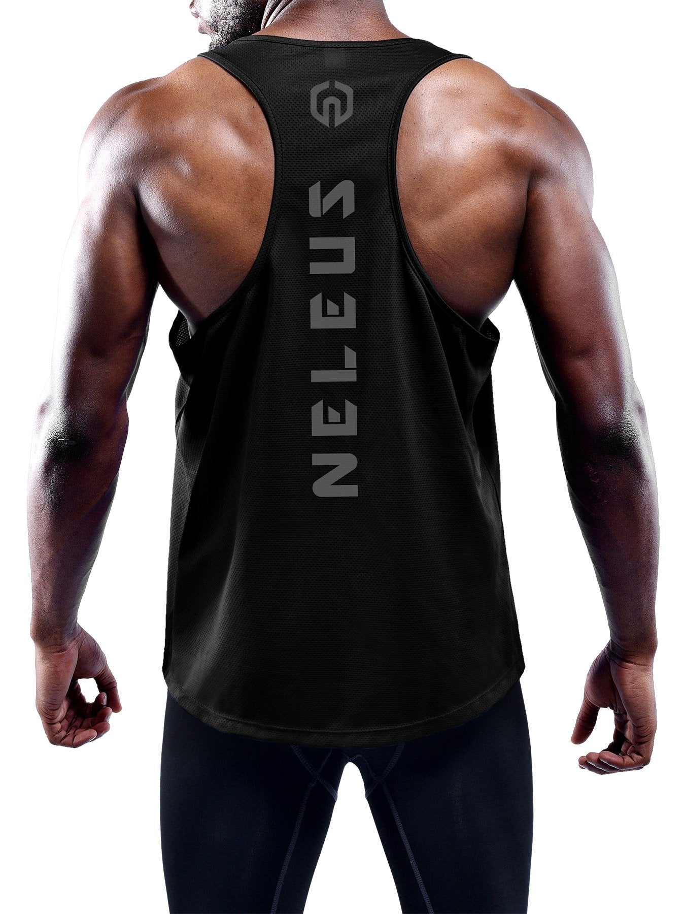 NELEUS Men's 3 Pack Dry Fit Workout Gym Muscle Tank Tops,5031,Black,Grey,Olive Green,M,EU L