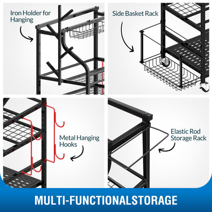 Sttoraboks Dumbbells Rack,Weight Rack for Kettlebell, Weight Stand,Home Gym Storage Holder for Yoga Mat, Foam Roller,Yoga Strap,Resistance Bands,Garage Storage Organizer,Workout Storage with Wheels