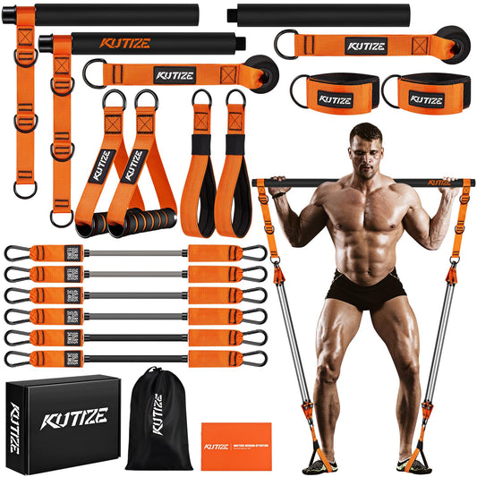 KUTIZE Pilates Bar Kit with Resistance Bands, Heavy Duty Pilates Equipment for Men, Strength Training Bar for Legs, Hip, Back, Arm, Abs, Chest, Shoulders, Portable Home Gym Full Body Workout Equipment