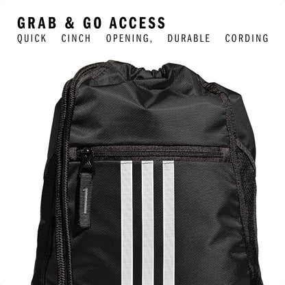 adidas Alliance Sackpack, Drawstring Backpack, Lightweight Small Gym Bag for Women and Men, Black, One Size